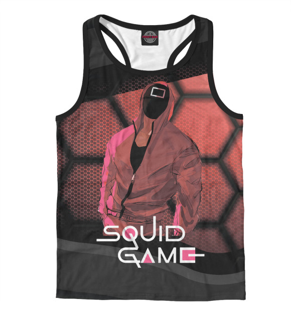 Мужская майка-борцовка с изображением Игра в кальмара цвета Белый