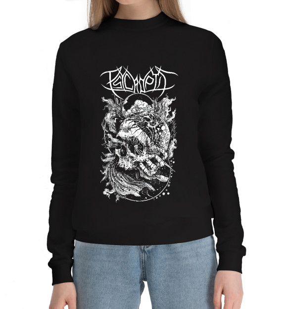 Женский хлопковый свитшот с изображением Psycroptic (психоделика) цвета Черный
