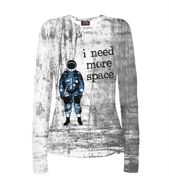 Женский лонгслив с изображением I Need More Space Astronaut цвета Белый