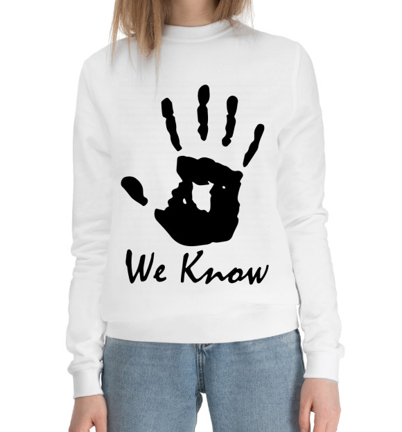 Женский хлопковый свитшот с изображением Темное братсво цвета Белый