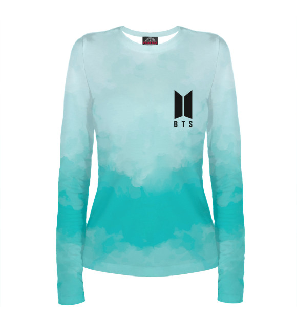 Женский лонгслив с изображением BTS цвета Белый