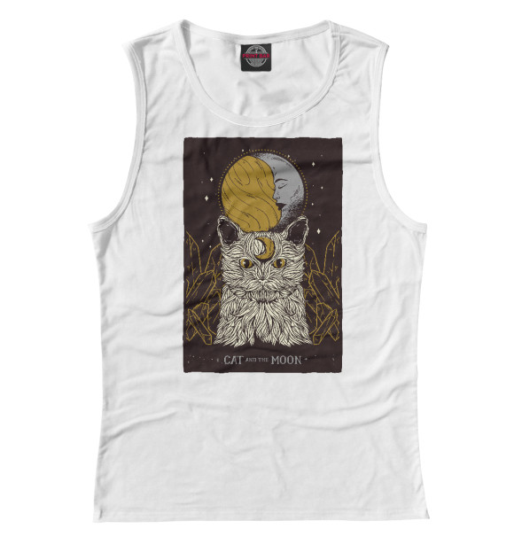 Майка для девочки с изображением Cat Moon Tarot цвета Белый