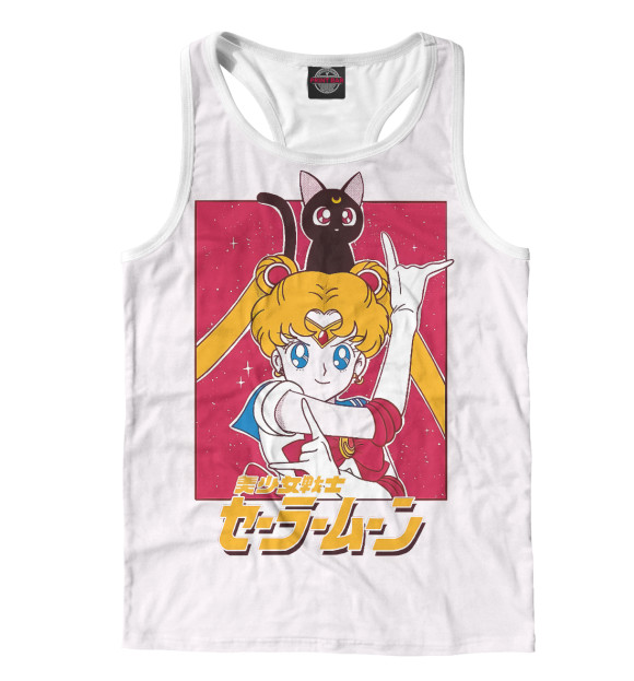 Мужская майка-борцовка с изображением Sailor Moon цвета Белый