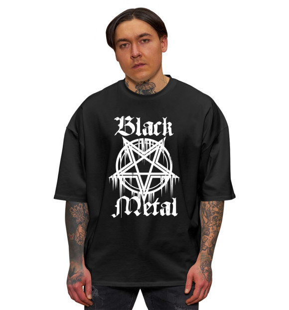 Мужская футболка оверсайз с притом Black metal цвета Черный Мужская футболка оверсайз с изображением Black metal цвета Черный