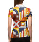 Женское поло Pattern - blue and orange