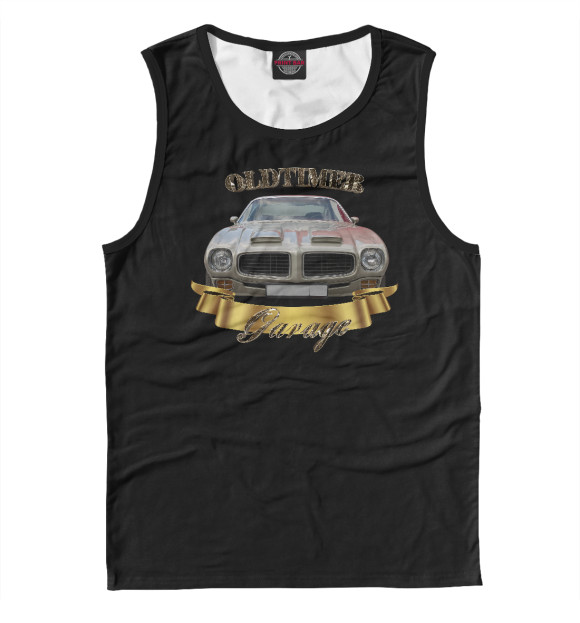 Мужская майка с изображением Американский масл-кар на черном цвета Белый