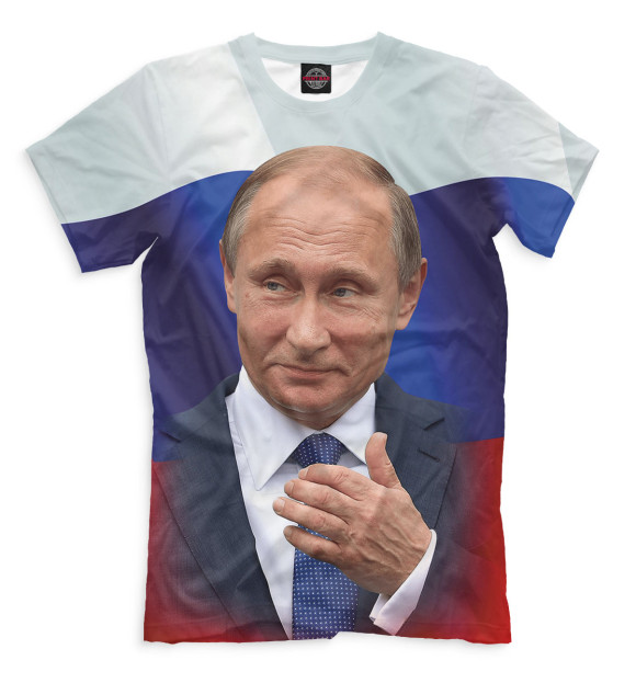 Мужская футболка с изображением Путин цвета Белый