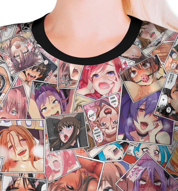 Футболка для девочек с изображением Ahegao color цвета Белый