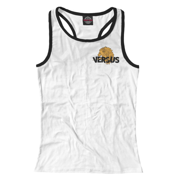 Женская майка-борцовка с изображением Лев против (VERSUS) цвета Белый