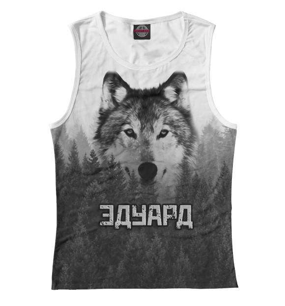 Майка для девочки с изображением Волк над лесом - Эдуард цвета Белый