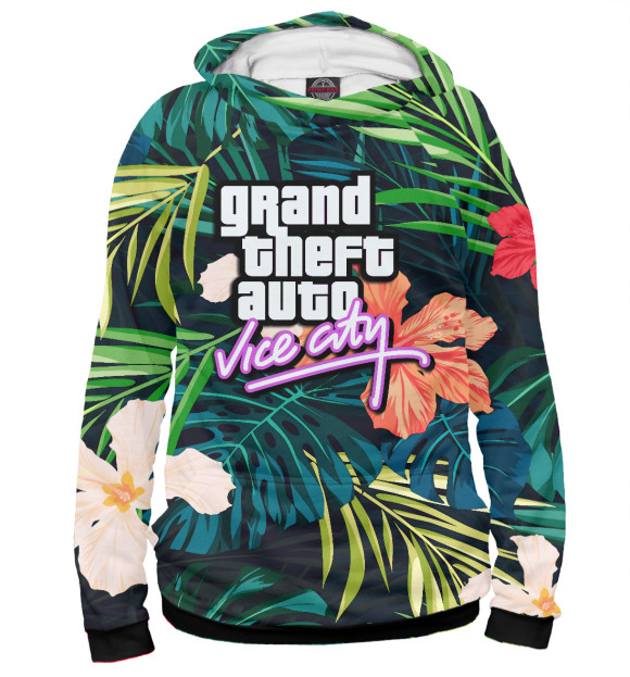 Мужское худи с изображением GTA Vice City цвета Белый
