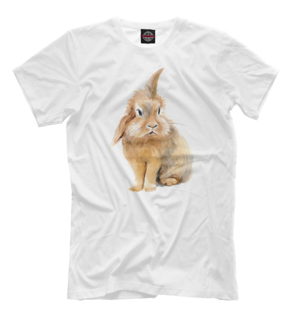 Мужская футболка с изображением Рыжий кролик цвета Белый
