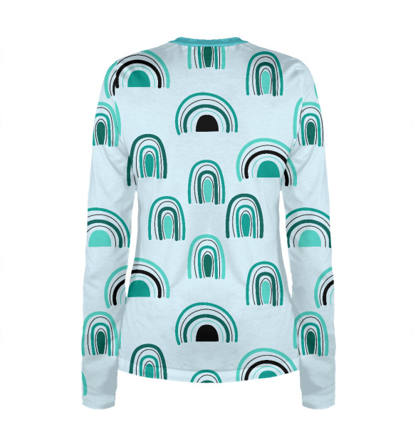 Женский лонгслив с притом Радуга. Абстрактная радуга. цвета Белый Женский лонгслив с изображением Радуга. Абстрактная радуга. цвета Белый