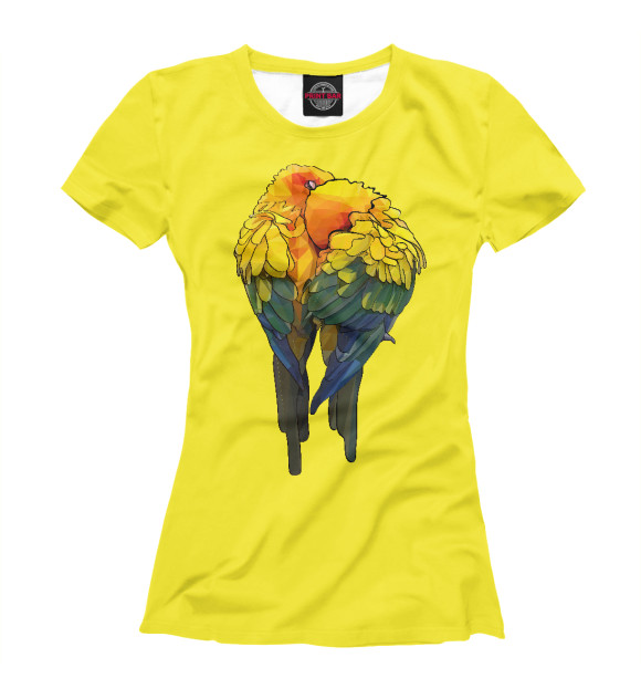 Женская футболка с изображением Попугаи неразлучники цвета Белый