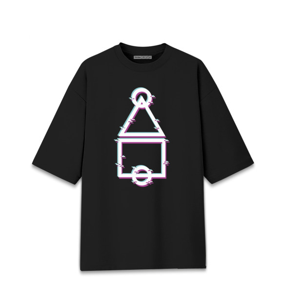 Женская футболка оверсайз с изображением Игра в кальмара цвета Черный