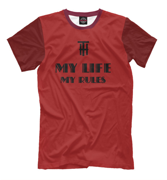Мужская футболка с изображением MY LIFE-MY RULES цвета Белый