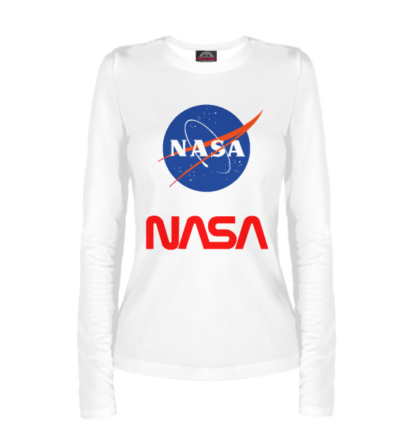 Женский лонгслив с изображением NASA цвета Белый