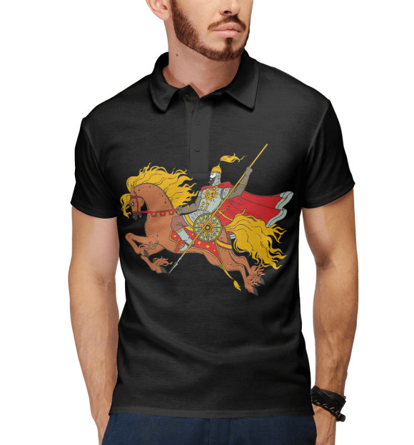 Мужское поло с притом Богатырь цвета Белый Мужское поло с изображением Богатырь цвета Белый