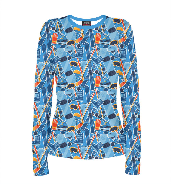 Женский лонгслив с изображением Зимние виды спорта цвета Белый