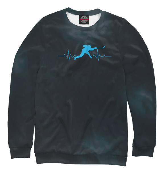 Женский свитшот с изображением Ice Hockey Heartbeat цвета Белый