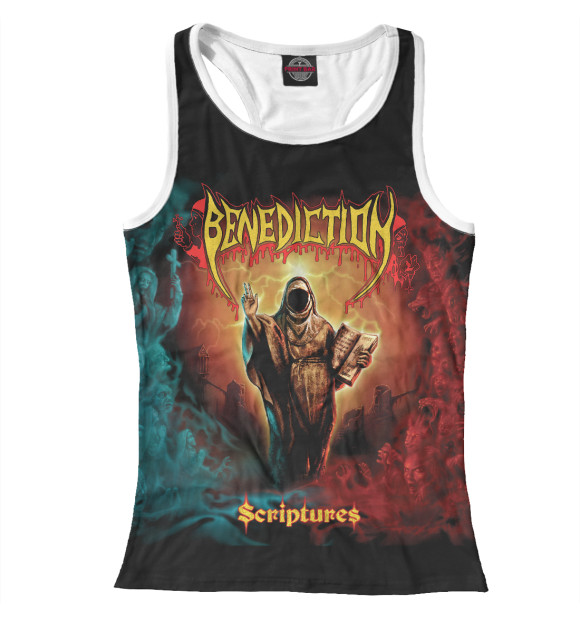 Женская майка-борцовка с изображением Benediction цвета Белый