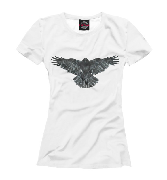 Женская футболка с изображением Ворон цвета Белый