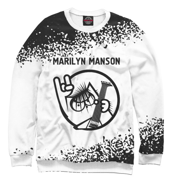 Мужской свитшот с изображением Marilyn Manson / Кот цвета Белый