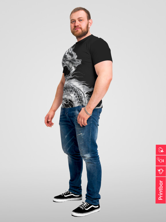 Мужская футболка с изображением Негативный дракон цвета Белый