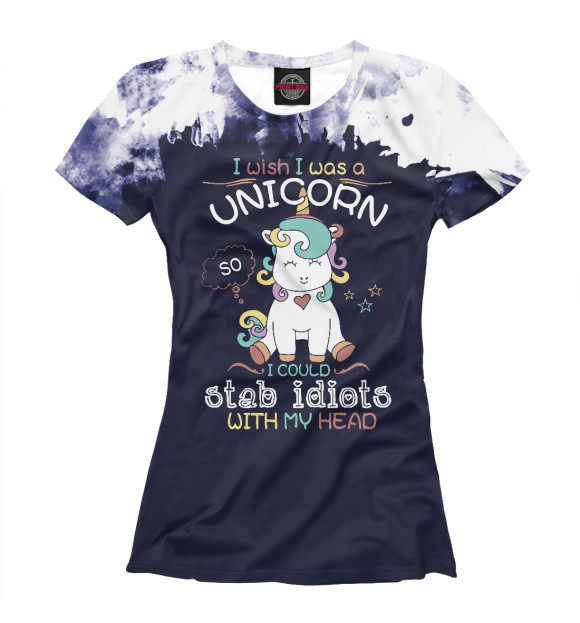 Футболка для девочек с изображением I wish i was a unicorn цвета Белый