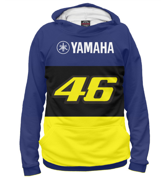 Мужское худи с изображением Yamaha VR46 цвета Белый