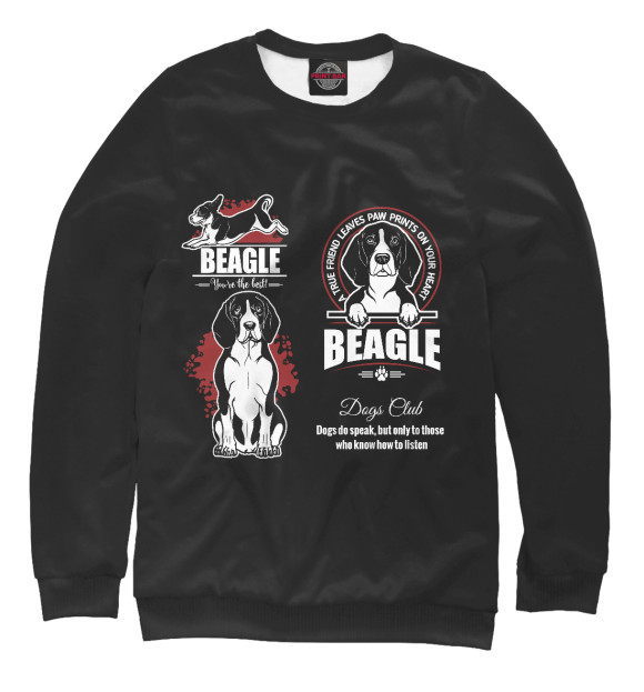 Свитшот для девочек с изображением Beagle цвета Белый