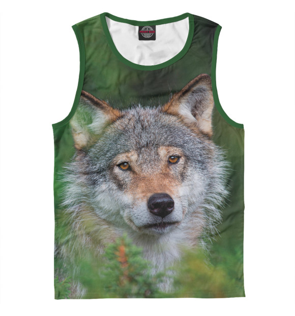 Майка для мальчика с притом Волк в зеленом лесу цвета Белый Майка для мальчика с изображением Волк в зеленом лесу цвета Белый