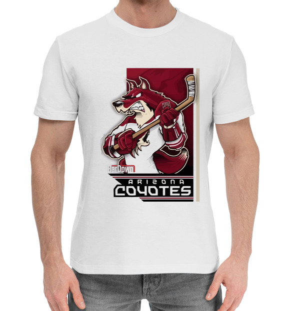 Мужская хлопковая футболка с изображением Arizona Coyotes цвета Белый
