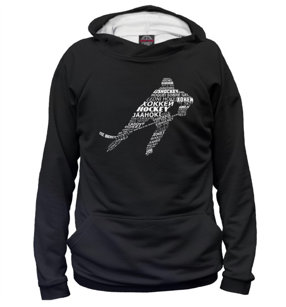 Женское худи с изображением Typographic Ice Hockey Lang цвета Белый