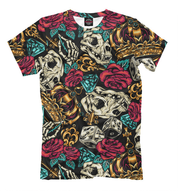 Футболка для мальчиков с изображением Skull&Rose цвета Белый