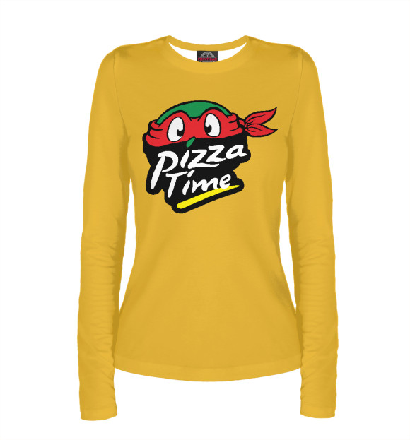Женский лонгслив с изображением Pizza Time цвета Белый