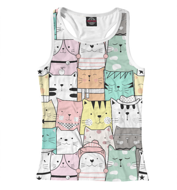 Женская майка-борцовка с изображением Кошечки цвета Белый