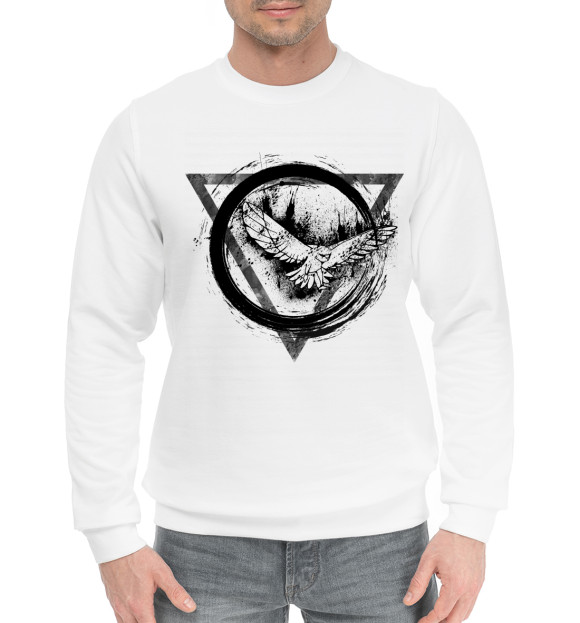 Мужской хлопковый свитшот с изображением Орел цвета Белый