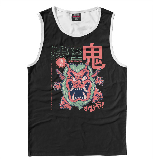 Мужская майка с изображением Oni Demon Yokai цвета Белый