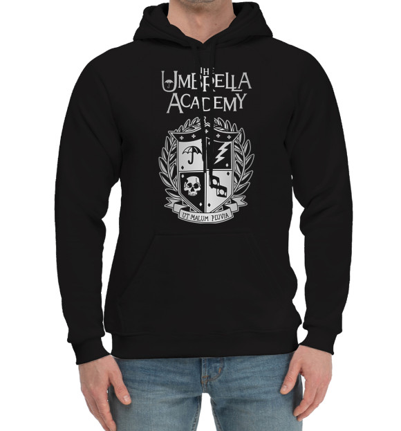Мужской хлопковый худи с изображением Академия Амбрелла цвета Черный