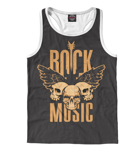 Мужская майка-борцовка с изображением Rock Music цвета Белый