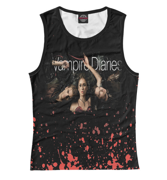 Майка для девочки с притом Дневники вампира цвета Белый Майка для девочки с изображением Дневники вампира цвета Белый
