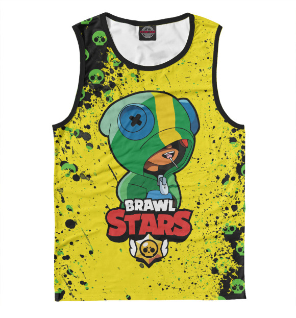 Мужская майка с изображением Brawl Stars LEON цвета Белый