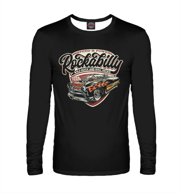 Мужской лонгслив с изображением Rockabilly Car цвета Белый