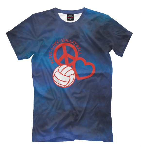 Мужская футболка с изображением Peace-Love-Volleyball цвета Белый