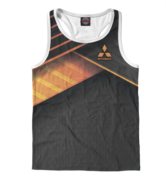 Мужская майка-борцовка с изображением Mitsubishi цвета Белый