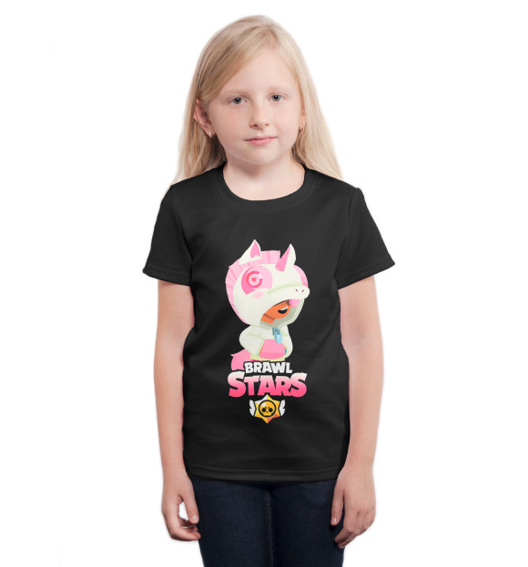 Футболка для девочек с изображением Brawl Stars UNICORN цвета Белый