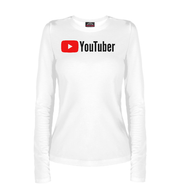Женский лонгслив с изображением YouTuber цвета Белый
