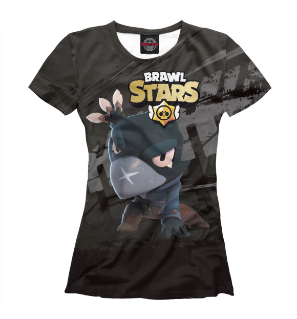 Женская футболка с изображением Brawl Stars Crow (Ворон) цвета Белый