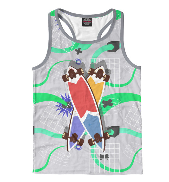 Мужская майка-борцовка с изображением Cool skate цвета Белый